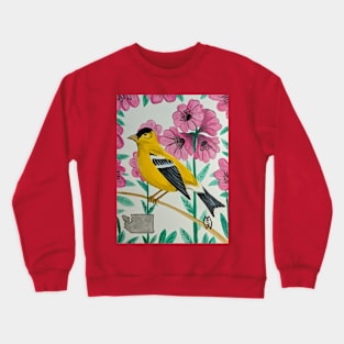 Washington state bird and flower, the goldfinch and rhododendron Crewneck Sweatshirt